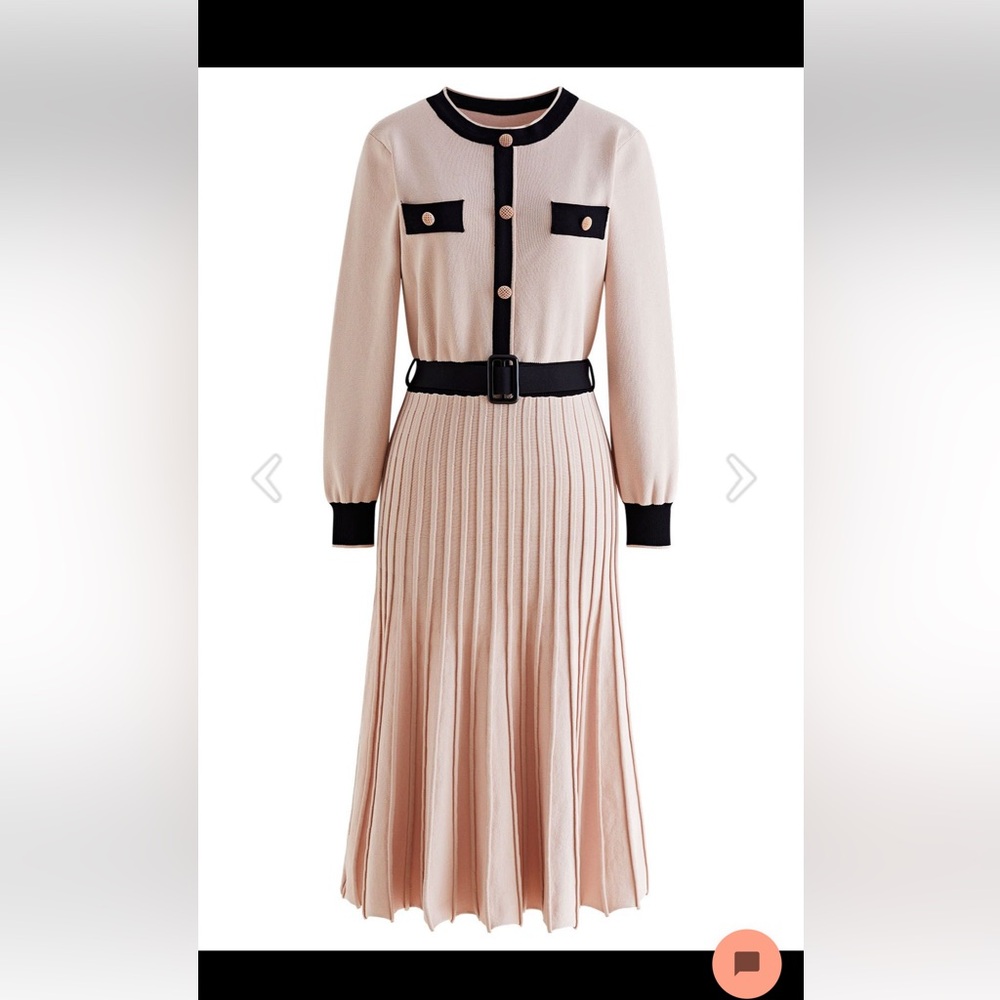 Chicwish CONTRAST COLOR PLEATED KNIT DRESS
